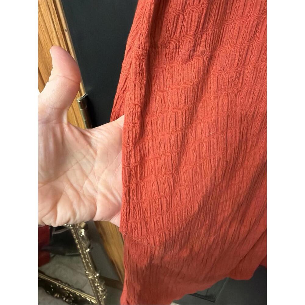 J Jill Burnt Orange Dress Sz XS Embroidered Boho Western Oversized Pockets Hippi - Picture 5 of 6